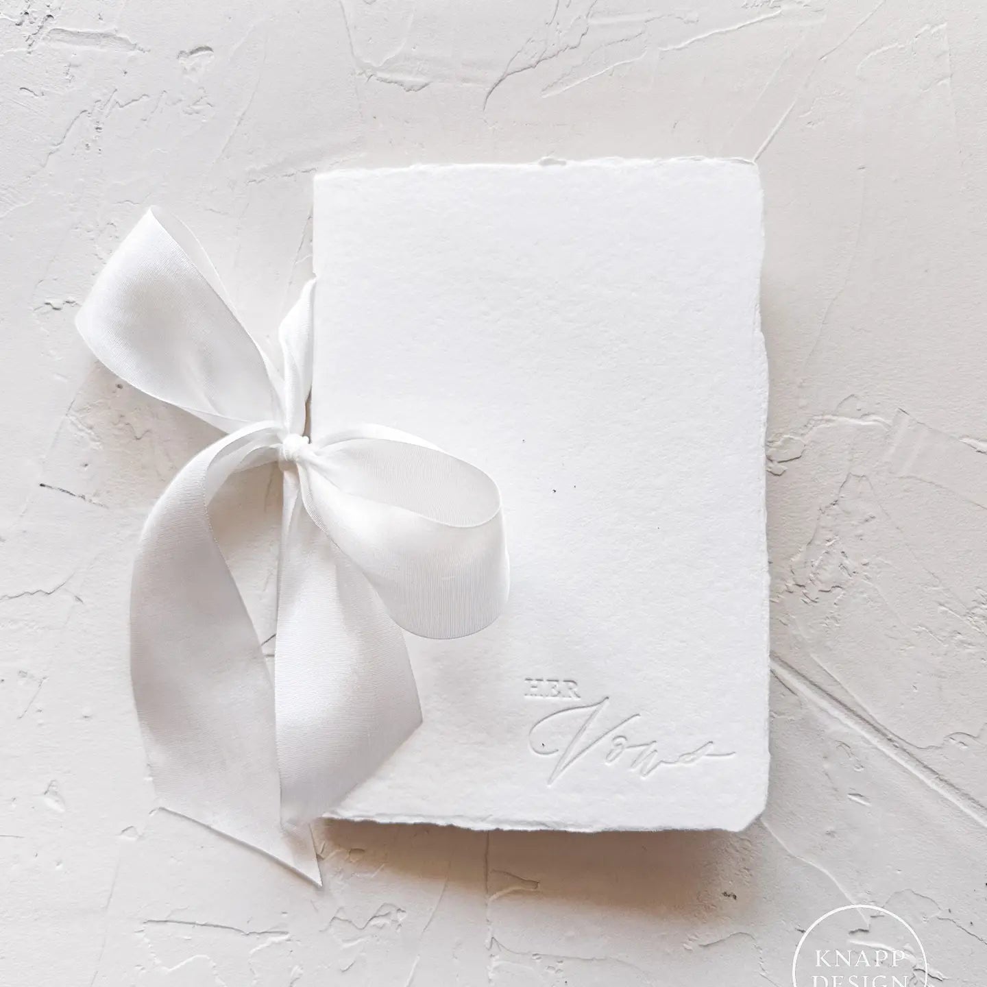 Her Wedding Vow Booklet - White Paper W/Silk Ribbon