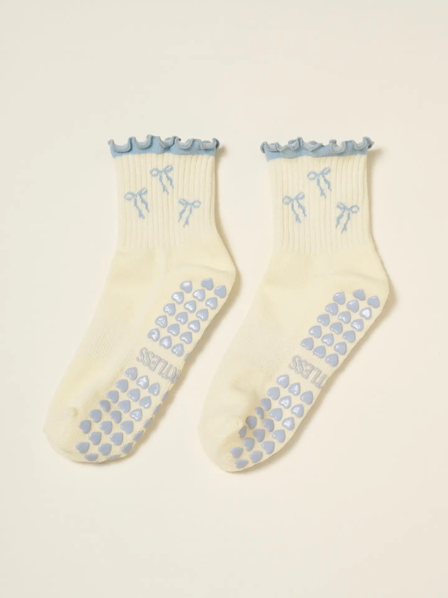 Bow Ruffle Grip Sock
