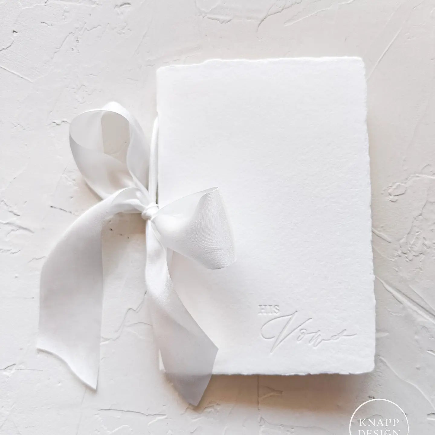 His Wedding Vow Booklet - White Paper W/Silk Ribbon