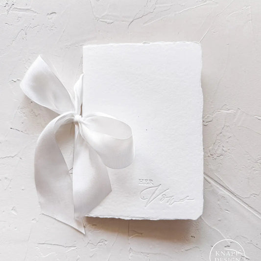 Her Wedding Vow Booklet - White Paper W/Silk Ribbon