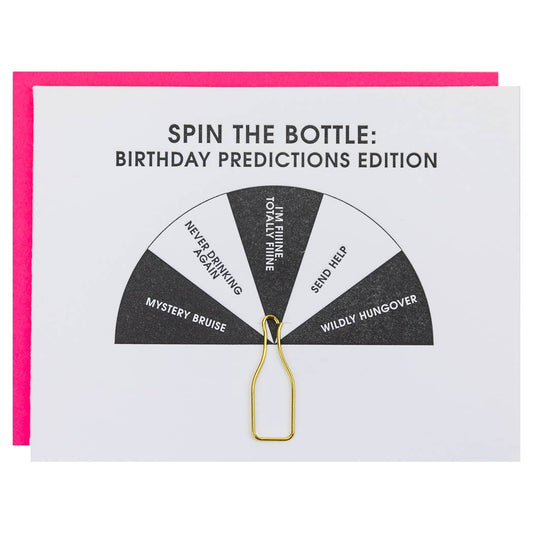 Spin The Bottle Birthday Letterpress Paper Clip Card