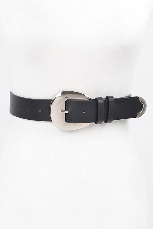 Faux Leather Metal Buckle Belt