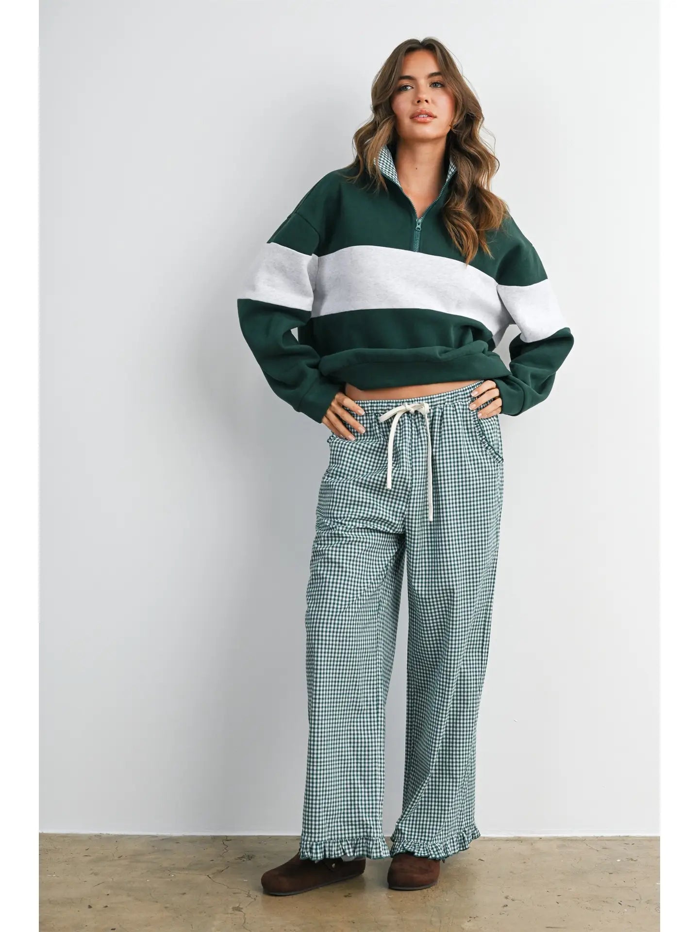 Gingham Game Day Quarter Zip