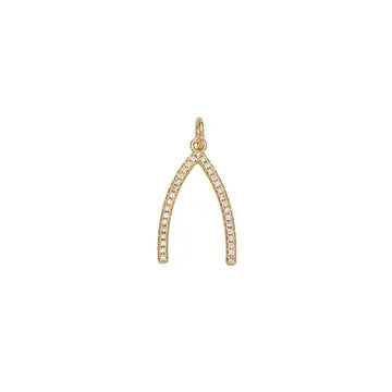 Pave Wishbone Charm
