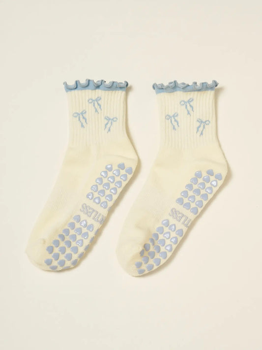 Bow Ruffle Grip Sock