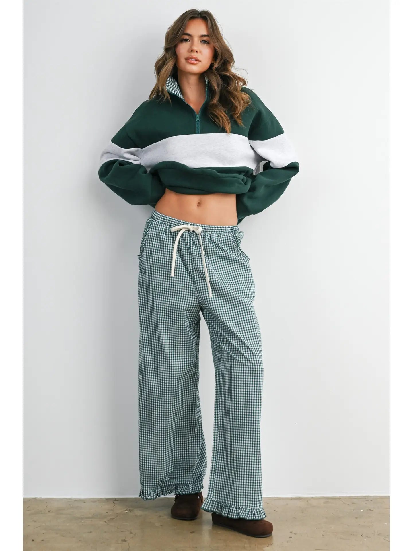 Gingham Game Day Quarter Zip