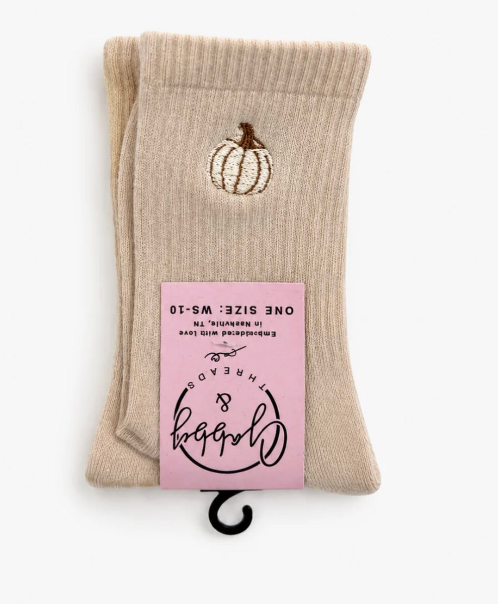 Tan Pumpkin Grip Socks