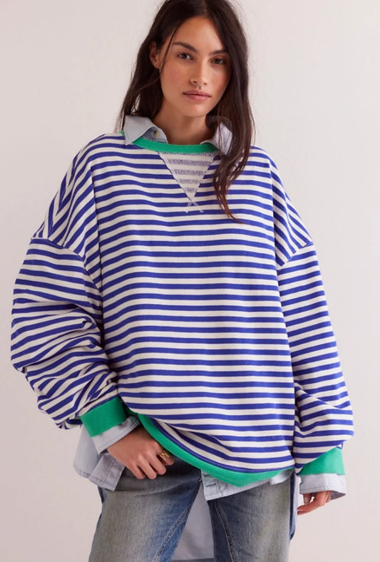 Classic Striped Oversized Crewneck