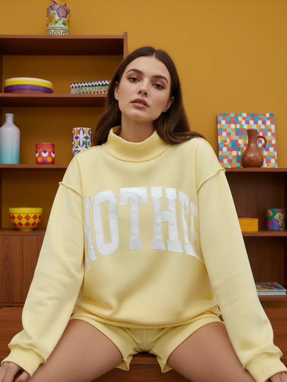 Mother Embrodiered Mockneck