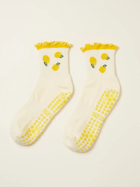 Lemon Ruffle Grip Sock