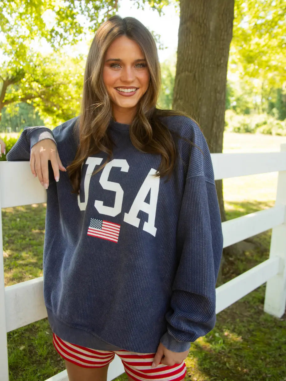 USA Flag Cord Sweater