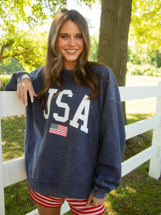 USA Flag Cord Sweater