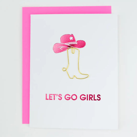 Let's Go Girls - Paper Clip Letterpress Card