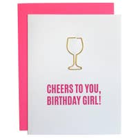 Cheers Birthday Girl Paper Clip Letterpress Card