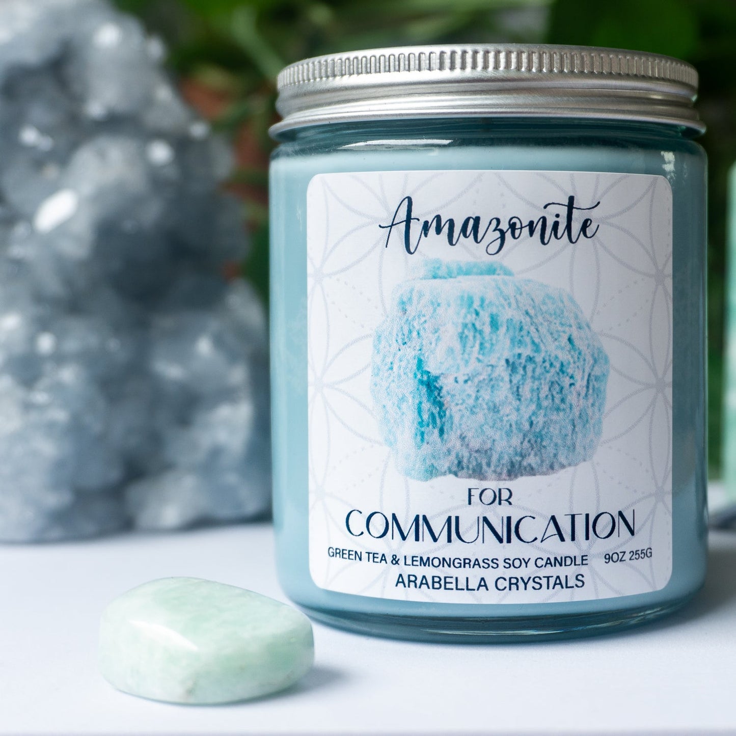 Amazonite Crystal Candle Jar