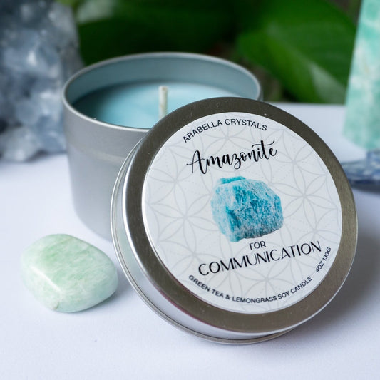 Amazonite Crystal Candle Tin