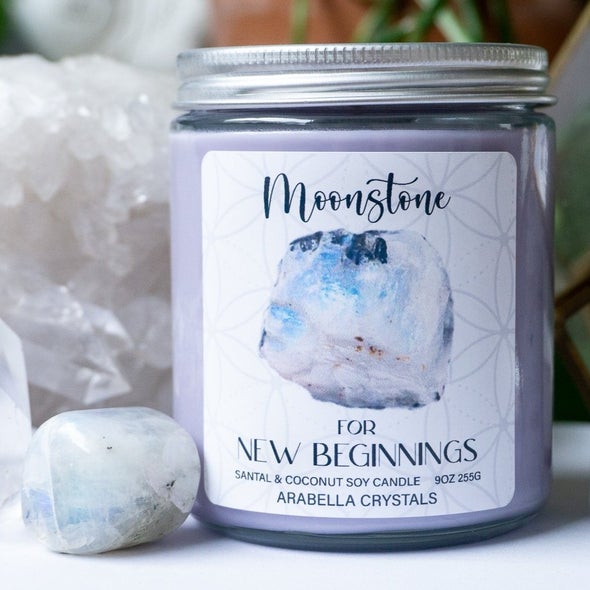 Moonstone Crystal Candle Jar