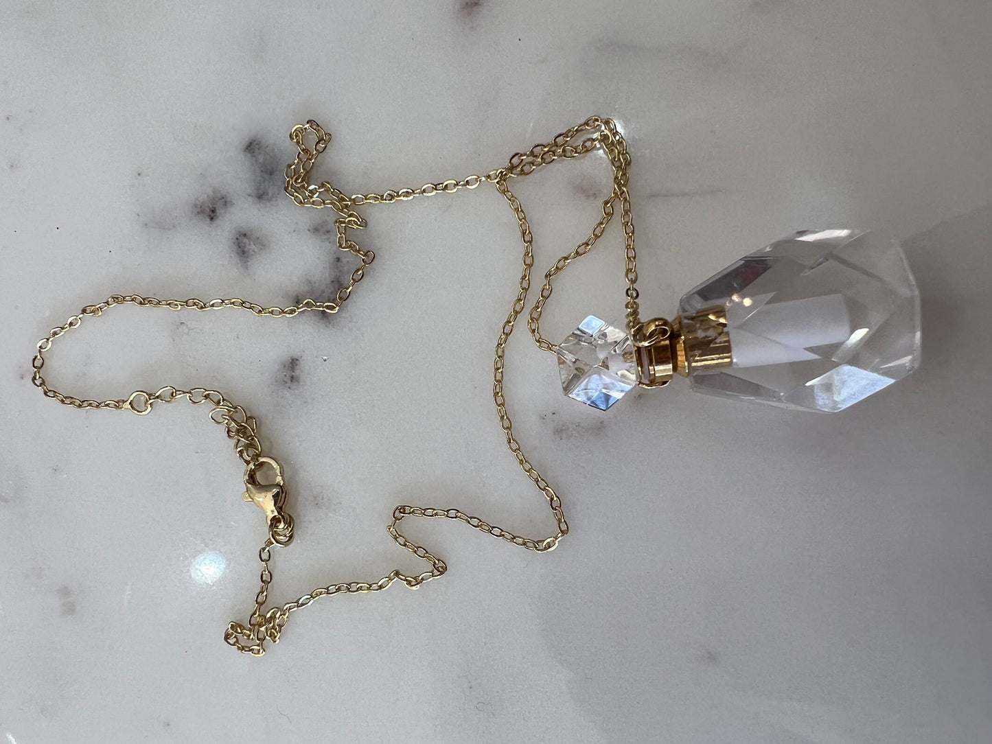 Quartz Perfume Bottle Crystal Necklace