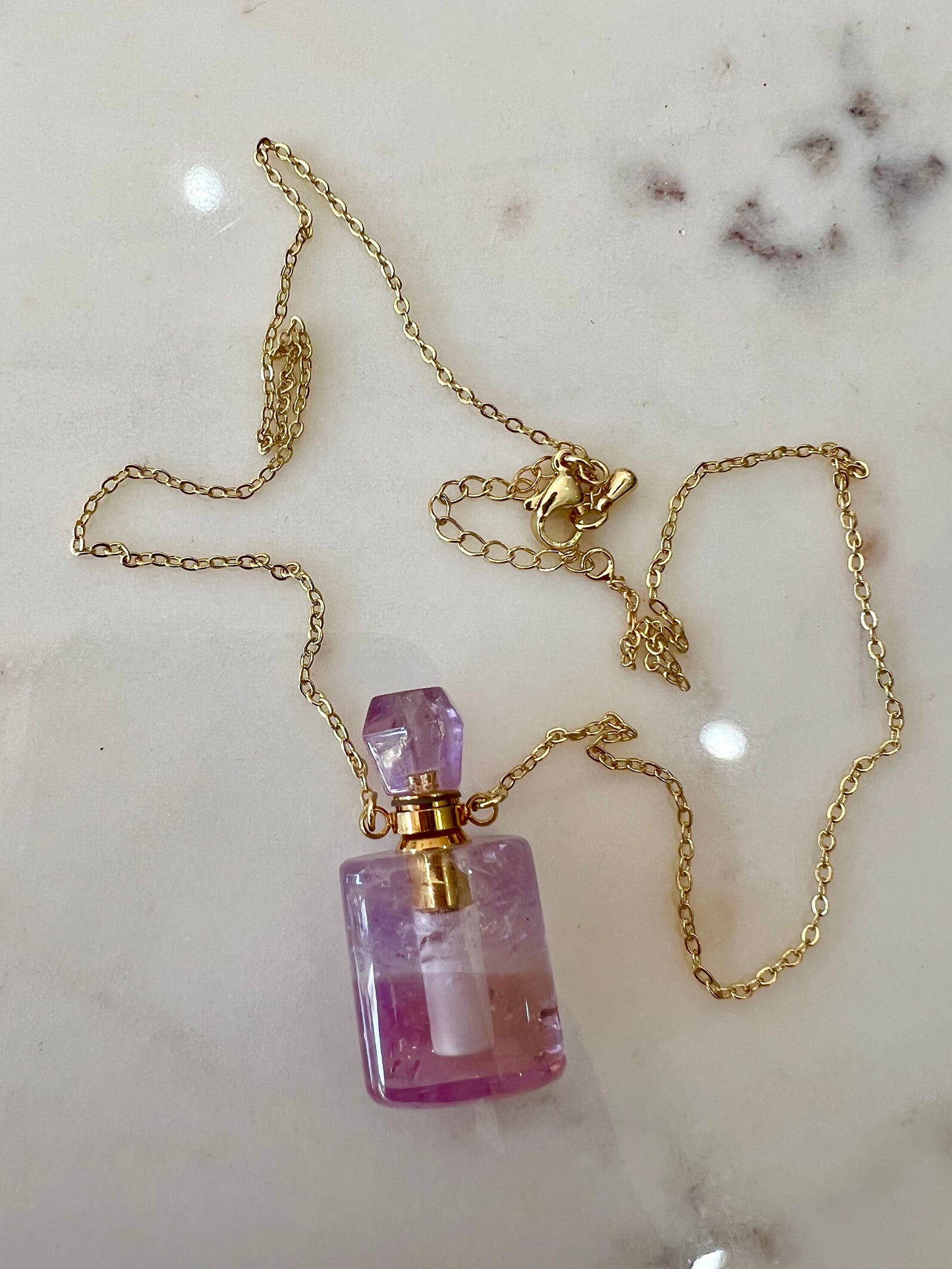 Amethyst Perfume Bottle Crystal Necklace