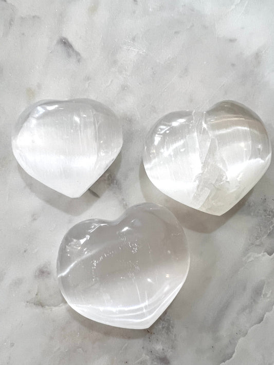 Selenite Heart Palm Stone