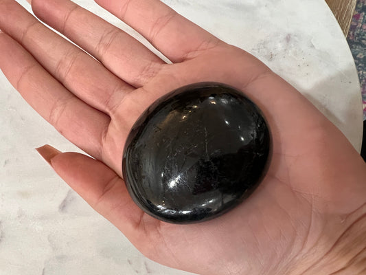 Large Black Tourmaline Palm Stone