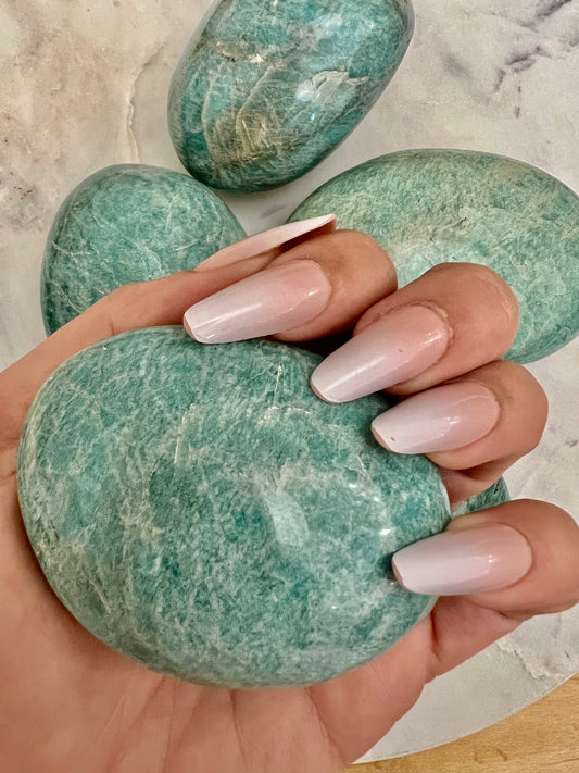 Large Amazonite Palm Stones