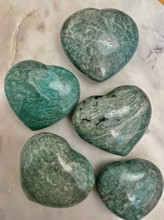 Large Amazonite Crystal Hearts