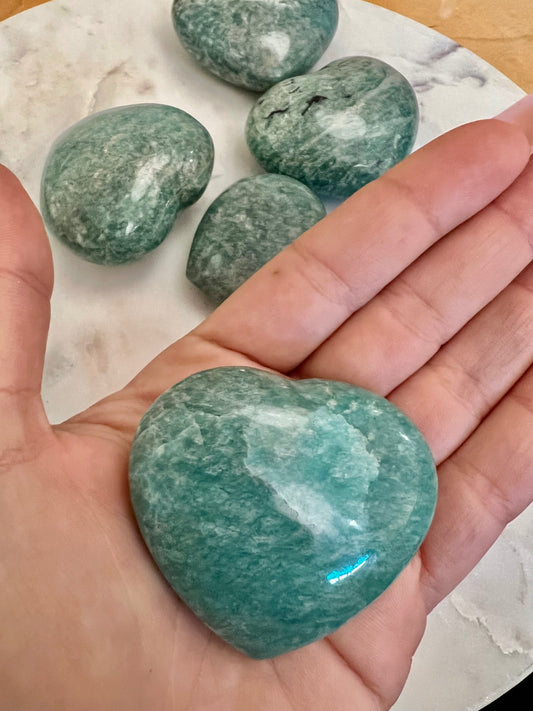 Large Amazonite Crystal Hearts