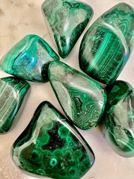 Large Tumbled Malachite Crystals