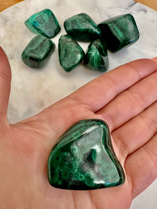 Large Tumbled Malachite Crystals