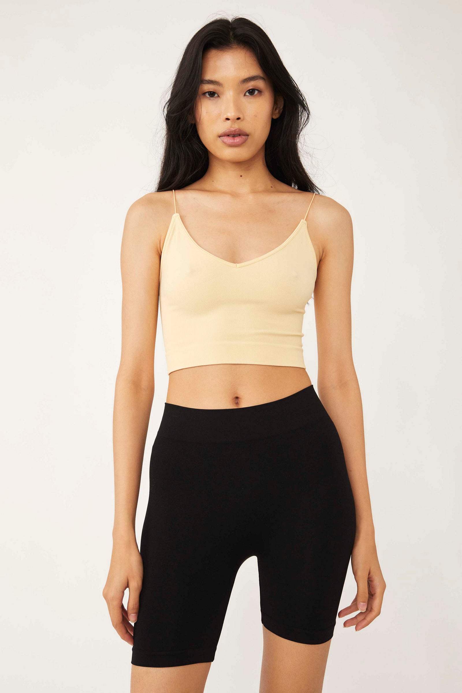 V- Neck Ribbed Seamless Brami – Indie Collection