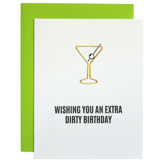 EXTRA DIRTY MARTINI Birthday Paper Clip Letterpress Card