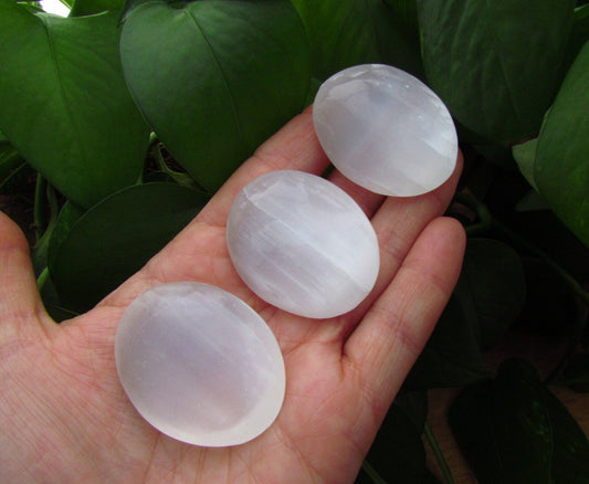 Large Selenite Palm Stone