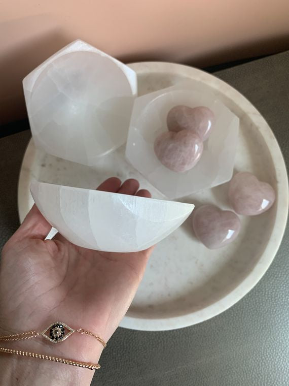 Hexagon Selenite Crystal Offering Bowl